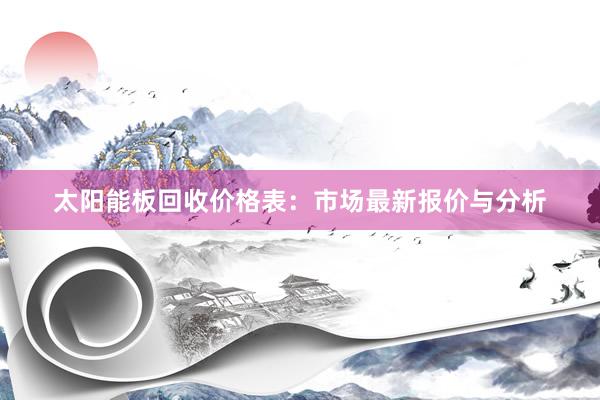 太阳能板回收价格表：市场最新报价与分析